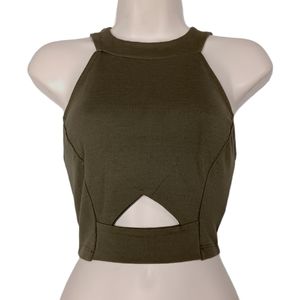 WINDSOR Olive Green Cut Out Sleeveless Top Small